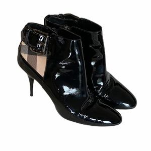 Burberry Patent Leather "Nova Check" Ankle…